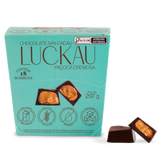 Display Bombom Chocolate 54% Cacau recheado com creme de Paçoca Cremosa - Zero Adição de Açúcares, Lactose e Glúten - Luckau - 18 unidades - 198g total