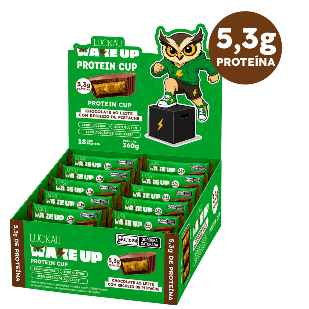 Protein Cup 25% Proteina - Chocolate ao Leite Proteico Recheado com Pistache Proteico - Zero Glúten, Lactose e Adição de