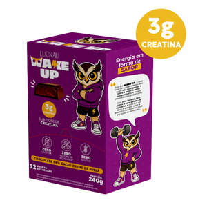 Bombom Wake Up Creatina 54% Cacau com recheio cremoso de Avelã | Luckau