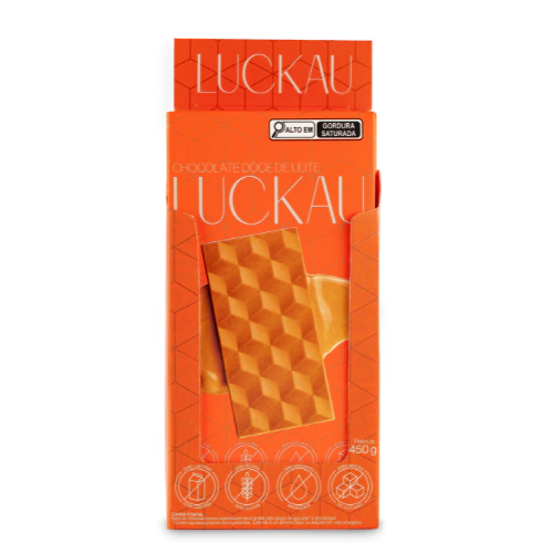 Display Barras Chocolate Branco Doce de Leite - Zero Adição de Açúcares, Lactose e Glúten - Luckau - 6 unidades de 75g -