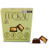 Display Bombom Chocolate 54% Cacau recheado com creme de Pistache - Zero Adição de Açúcares, Lactose e Glúten - Luckau - 18 unidades - 198g total