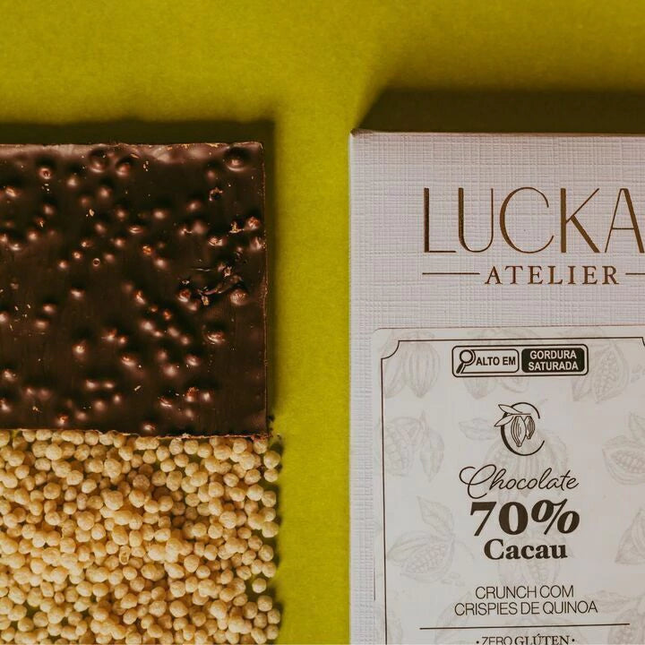 Barra Chocolate Crunch 70% Cacau com Crispies de Quinoa - Zero Poliol, Adição de Açúcares, Lactose e Glúten - Luckau - 7 - imagem 3