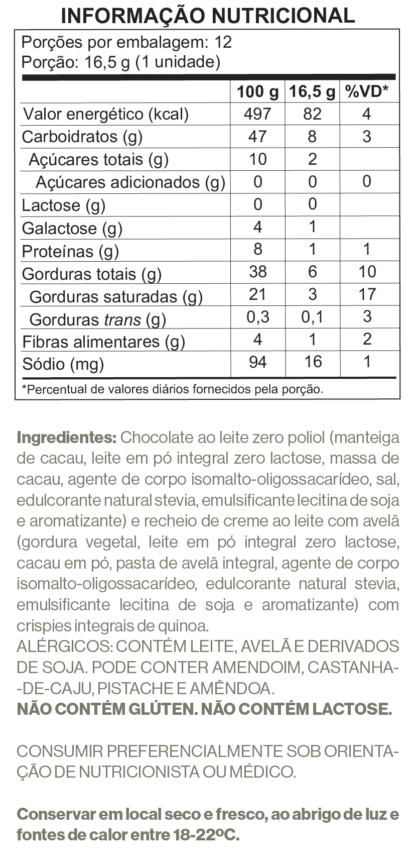 Display de Barra Recheada de Chocolate Ao Leite Crunch com Crispies de Quinoa - Zero Poliol, Adição de Açúcares, Lactose - imagem 5
