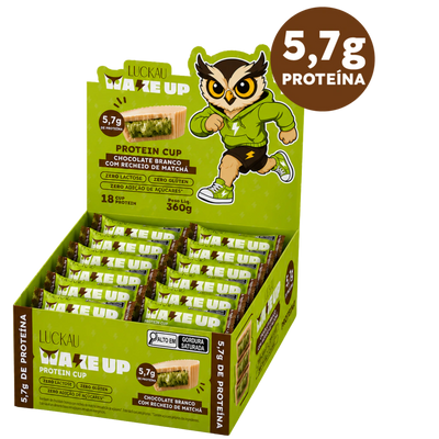 Protein Cup 25% Proteina - Chocolate Branco Proteico Recheado com Matcha Proteico - Zero Glúten, Lactose e Adição de Açú