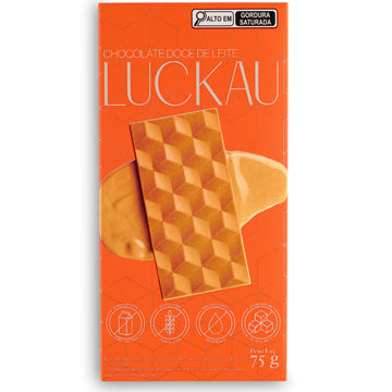 Barra Chocolate Branco Doce de Leite - Zero Adição de Açúcares, Lactose e Glúten - Luckau - 75g