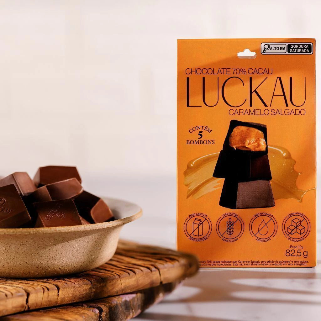Pouch Bombom Chocolate 70% Cacau recheado com creme de Caramelo Salgado - Zero Adição de Açúcares, Lactose e Glúten - 5 - imagem 2