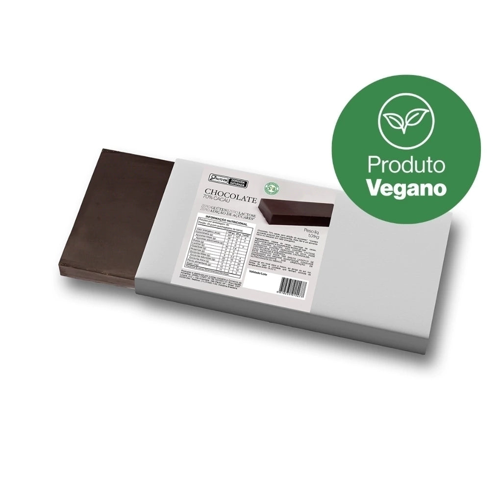 Barra Chocolate 70% Cacau – Vegana - 1,01kg