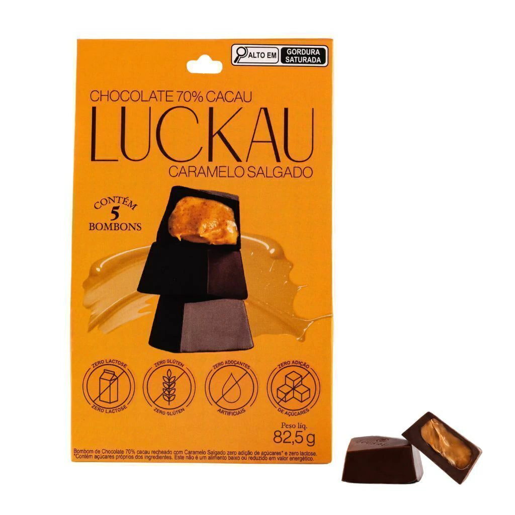 Pouch Bombom Chocolate 70% Cacau recheado com creme de Caramelo Salgado - Zero Adição de Açúcares, Lactose e Glúten - 5