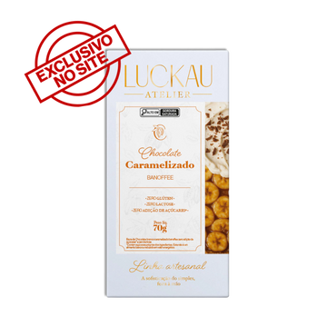 Barra Chocolate Caramelizado Banoffee - Zero Adição de Açúcares, Lactose e Glúten - Luckau - 70g