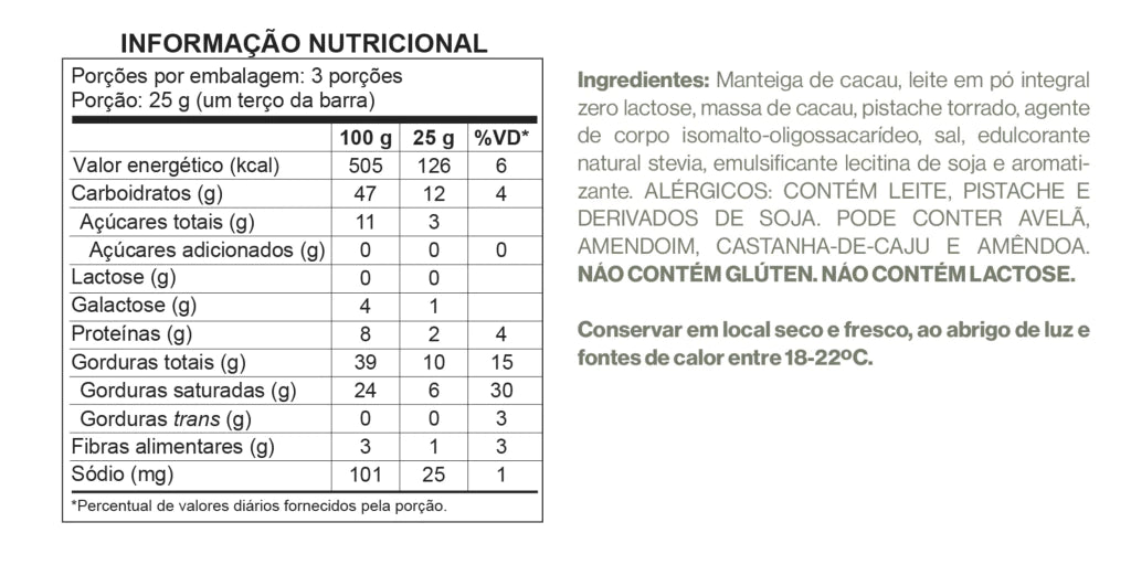 Barra Chocolate Ao Leite com pedaços de Pistache - Zero Adição de Açúcares, Lactose e Glúten - Luckau - 75g - imagem 4
