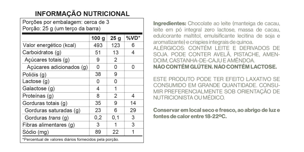 Barra Chocolate Crunch Ao Leite com Crispies de Quinoa - Zero Adição de Açúcares, Lactose e Glúten - 70g - Luckau - imagem 5