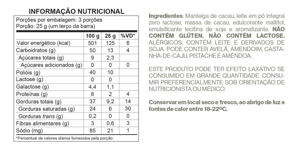 Barra Chocolate Ao Leite - Zero Adição de Açúcares, Lactose e Glúten - Luckau - 75g - imagem 4