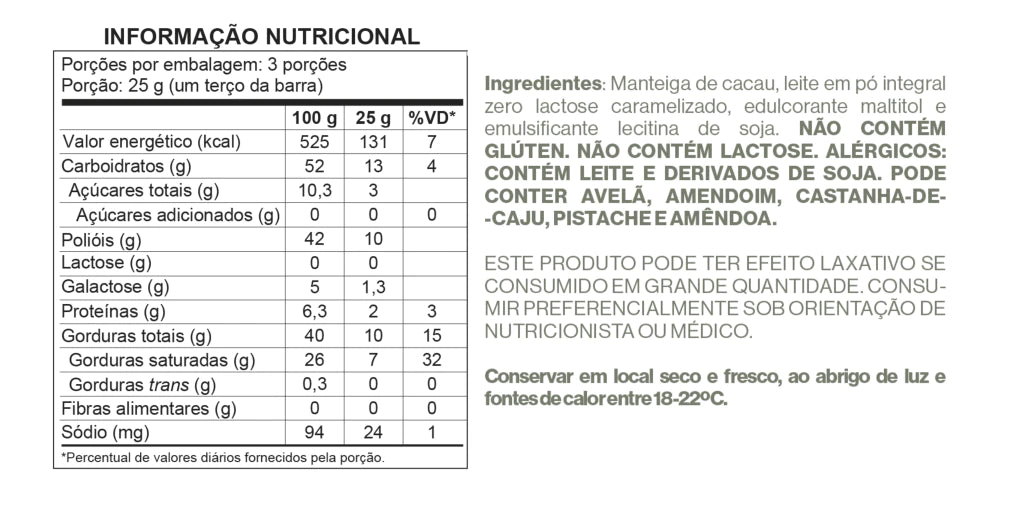 Barra Chocolate Branco Doce de Leite - Zero Adição de Açúcares, Lactose e Glúten - Luckau - 75g - imagem 4