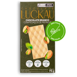 Barra Chocolate Branco com pedaços de Pistache - Zero Adição de Açúcares, Lactose e Glúten - Luckau - 75g